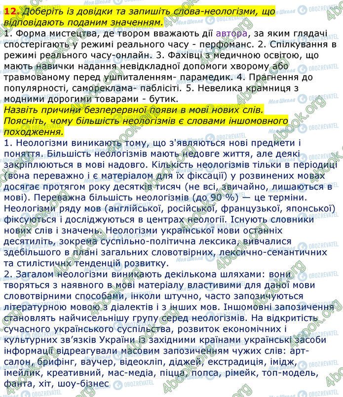 ГДЗ Укр мова 10 класс страница 12